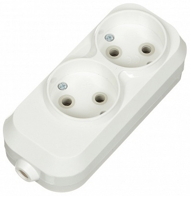 TDM ELECTRIC SQ1806-0413 Колодка розеточная 2 гнезда 2П б/з 10А 250В белая серии "Народная"